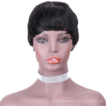 natural black Kinky Curly Wig Brazilian Human Hair Pixie Cut Short Afro Wigs High Density for Black Women